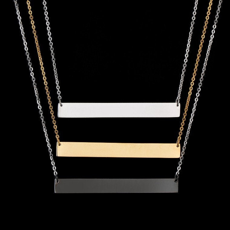 60mmx7mm Stainless steel bar necklace, bar necklace supplies, gold stainless steel blanks, Hand Stamping Blanks, Engraving Supplies