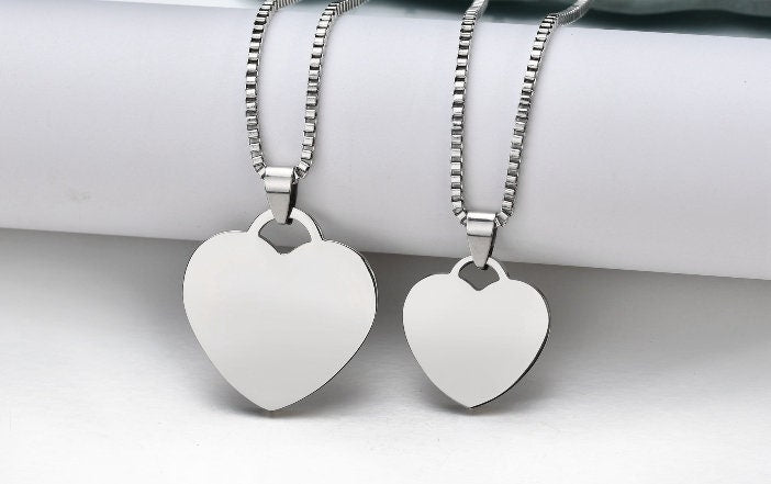 Personalized heart necklace, 24mm Custom heart blanks, heart tags, gold stainless steel blanks, Hand Stamping Blanks, Engraving Supplies