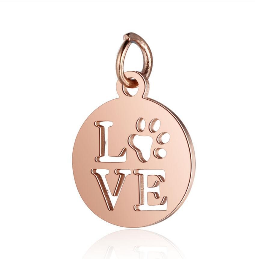 WHOLESALE 10pcs LOVE Hollow Charms 12mm, Gold/Rose Gold Stainless Steel Pendant, Metal Charms, Jewelry Making Supplies, Hollow Love Findings