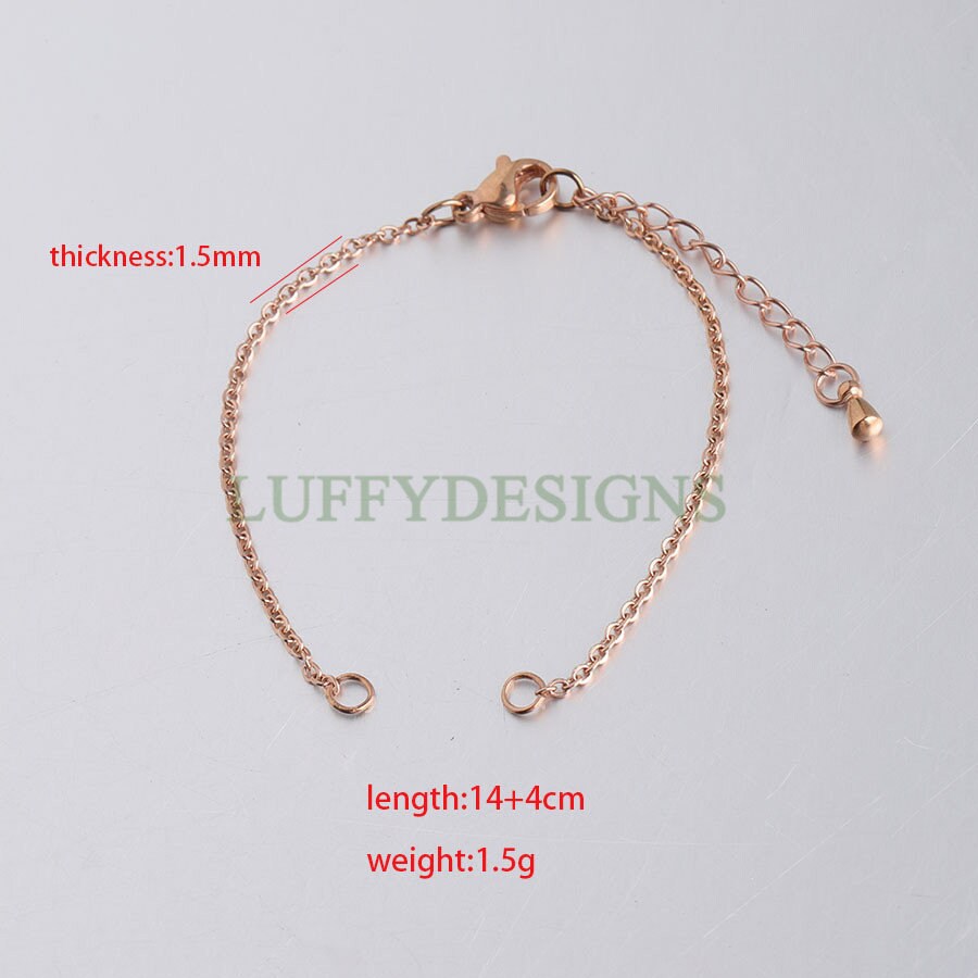 10Pcs Half Finished Bracelet, Flat Oval Cable Chain With Extension Chain, 18k Gold /Rose Gold plated 316L Stainless Steel, Bracelet Supplies