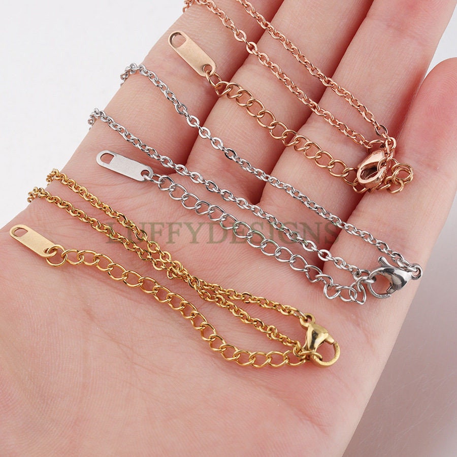 10Pcs Half Finished Bracelet, Flat Oval Cable Chain With Extension Chain, 18k Gold /Rose Gold plated 316L Stainless Steel, Bracelet Supplies