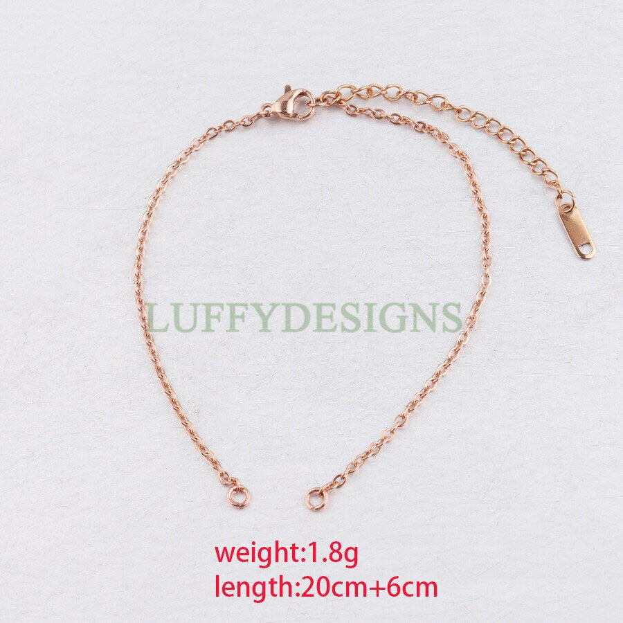10Pcs Half Finished Bracelet, Flat Oval Cable Chain With Extension Chain, 18k Gold /Rose Gold plated 316L Stainless Steel, Bracelet Supplies