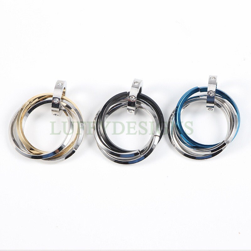 Triple Linked Ring Charm, Three Circles Linked Charm, Interlocking Ring Charm, Stainless Steel Ring Charm, Circles Charms Link Connectors