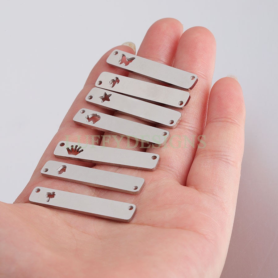 5pcs Personalized Stamping Blank Bar, Ready to Stamp, Gold Bar Charm, Gold Plated Stainless Steel,Mirror Polished Engraving Necklace Supply