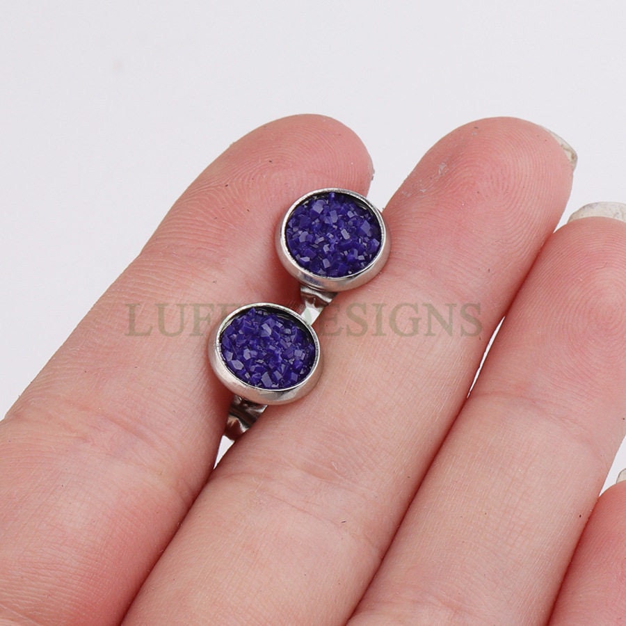20pcs 8mm Druzy Earrings, Druzy Stud Earrings, Round Stainless Steel Stud Earrings, Faux Drusy Post Earrings, Drusy Jewelry, Raw Druzy Stud