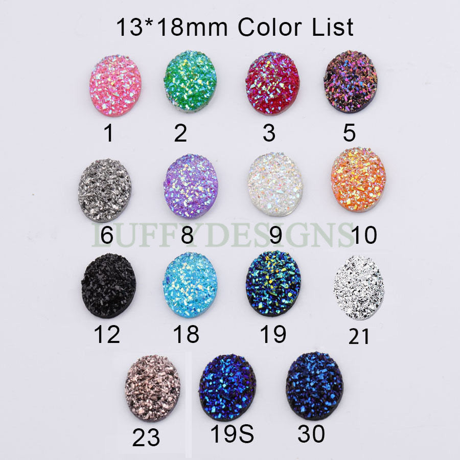 20pcs 13x18mm Round Druzy Cabochon, Faux Drusy Cabochons, Earring Findings Setting, Bulk Druzy Supplies, Druzy Stone for Stud Earring Making