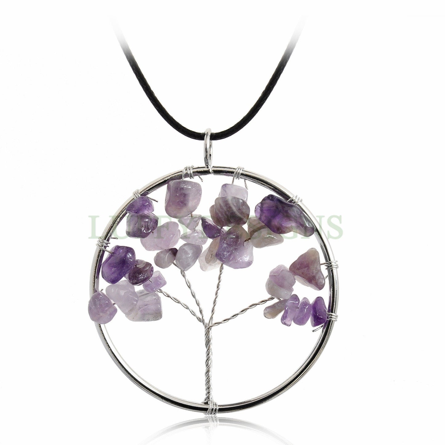Rainbow Crystal Tree of Life, Natural Stones Chip Beads, Healing Stone Pendant, Wire Wrapped Pendant, Family Tree Jewelry, Gemstone Pendant