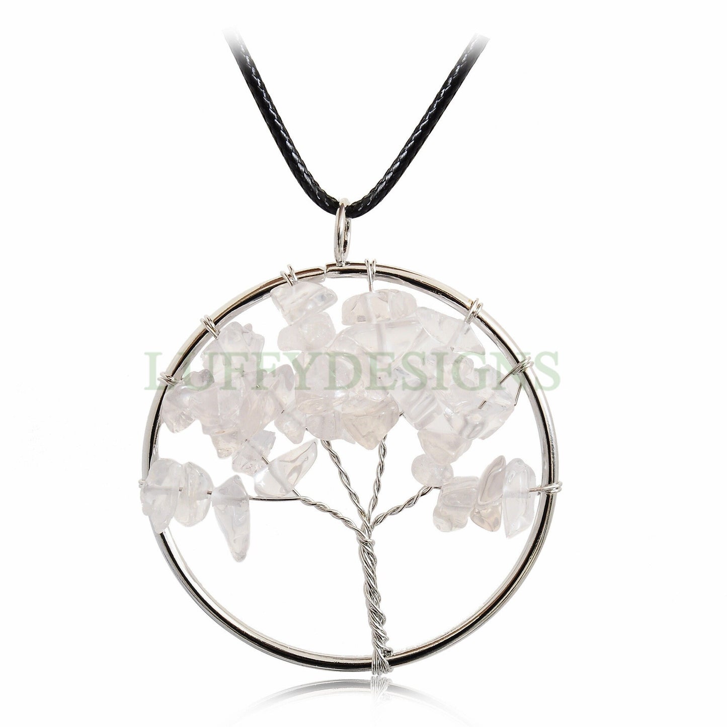 Rainbow Crystal Tree of Life, Natural Stones Chip Beads, Healing Stone Pendant, Wire Wrapped Pendant, Family Tree Jewelry, Gemstone Pendant