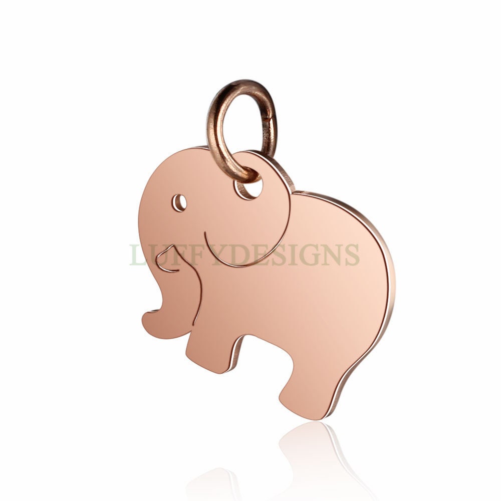 WHOLESALE 10pcs Elephant Charms 14x13mm, Gold /Rose Gold Stainless Steel, Metal Charms, Jewelry Making Supplies, Cute Tiny Elephant Findings