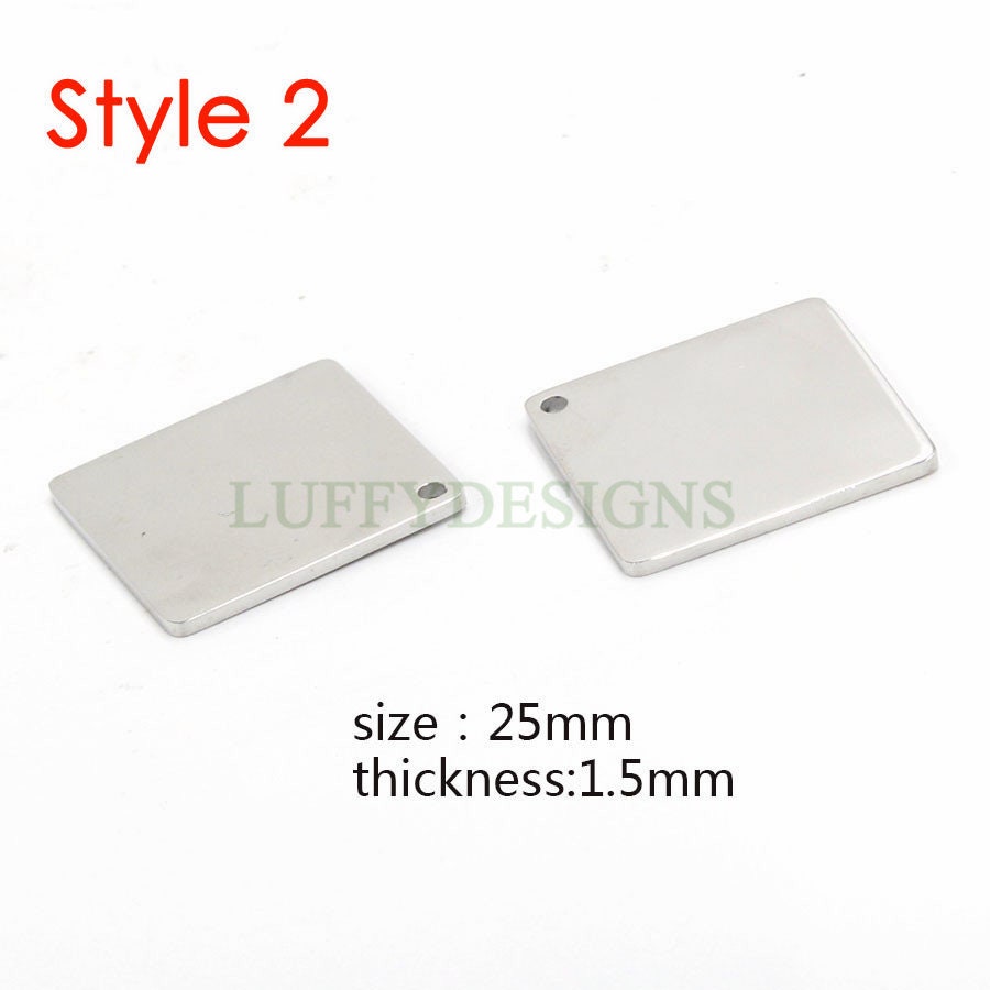 5pcs Gold Square Charm, Square Pendant, Stamping Square Blank, DIY Engraving Supplies, Mirror Polished,18K Gold plated 316L Stainless Steel