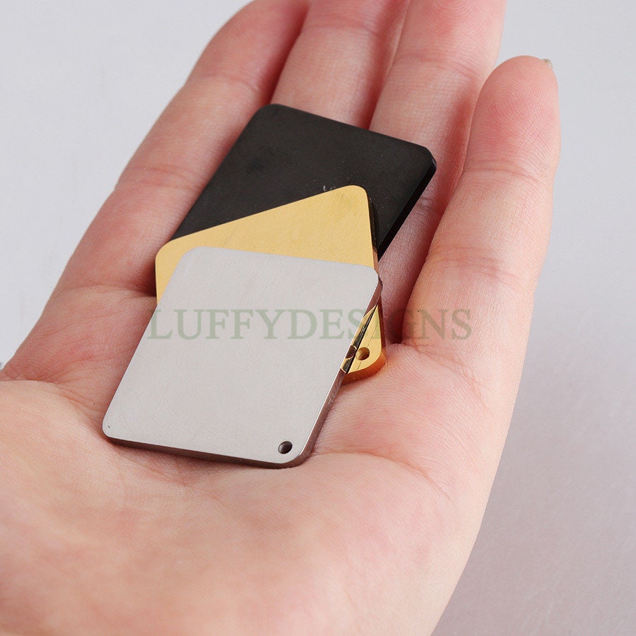 5pcs Gold Square Charm, Square Pendant, Stamping Square Blank, DIY Engraving Supplies, Mirror Polished,18K Gold plated 316L Stainless Steel