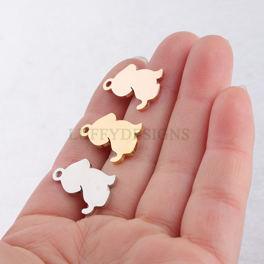 10pcs Dog Charms 21x16mm, Gold/Rose Gold Stainless Steel, Small Dog Pendant, Animal lover Charm, Pet Charm, Dog Lover Charm, Pet Lover Charm