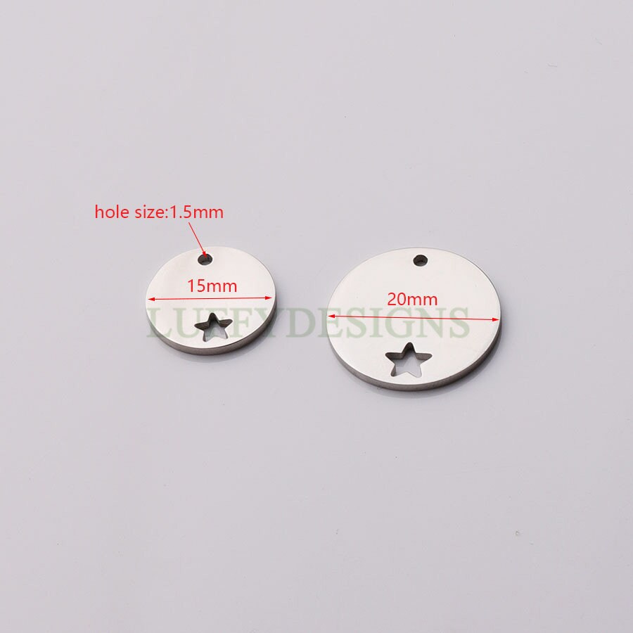 10pcs Round Disc Tags with Hollow Star, Metal Stamping Blanks Charms, Engravable Round Blanks Pendant, Gold/Rose Gold Plated Stainless Steel
