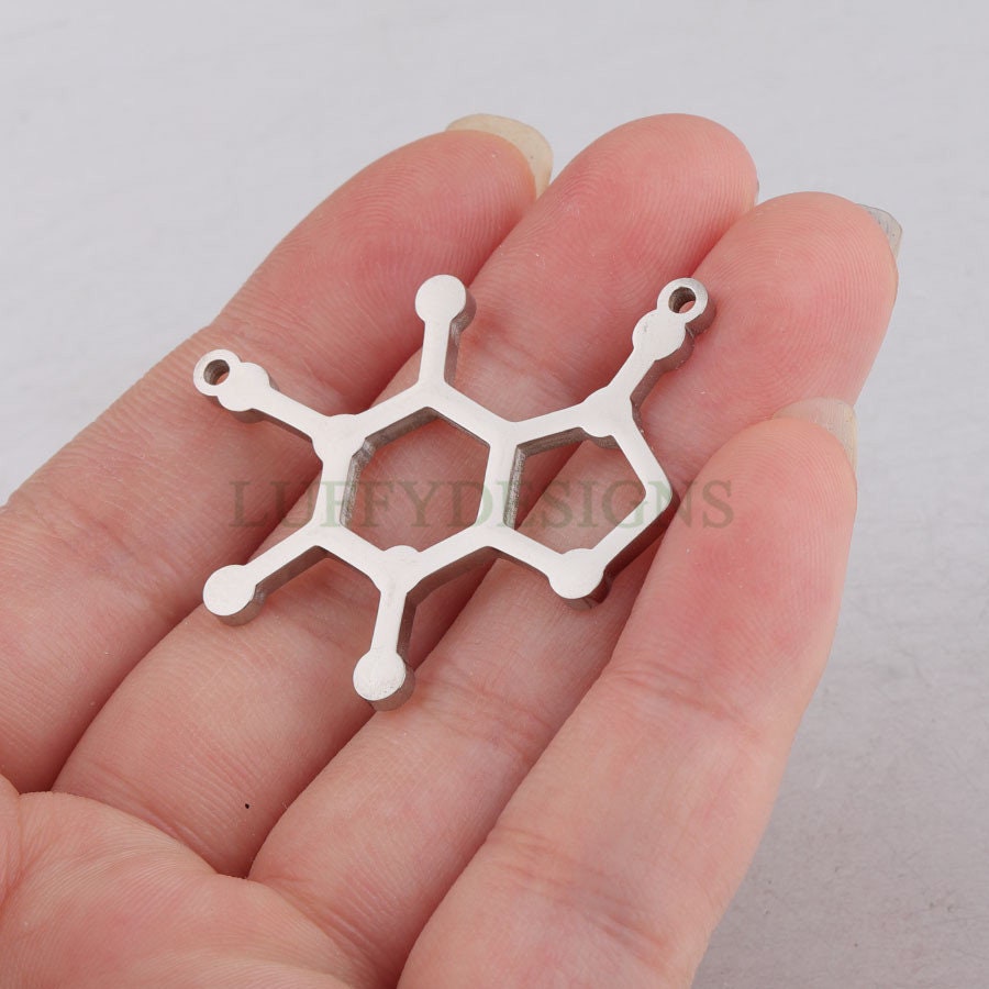 5pcs Caffeine Molecule Charms, Gold Caffeine Charm Pendant, Caffeine Connector, Caffeine Charm, Molecule Charm, Chemistry Charm, 29x35mm