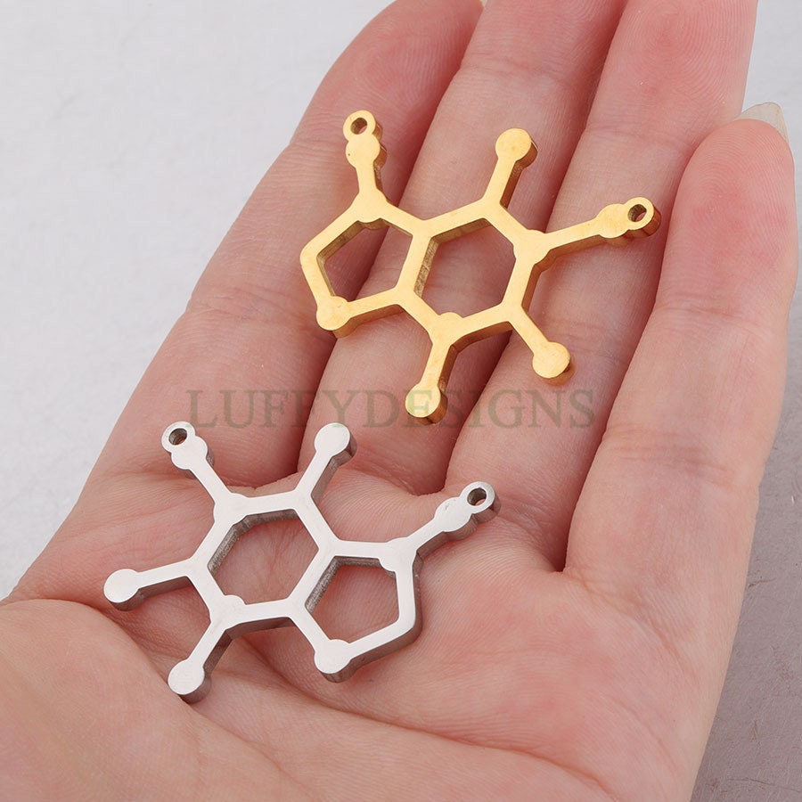 5pcs Caffeine Molecule Charms, Gold Caffeine Charm Pendant, Caffeine Connector, Caffeine Charm, Molecule Charm, Chemistry Charm, 29x35mm