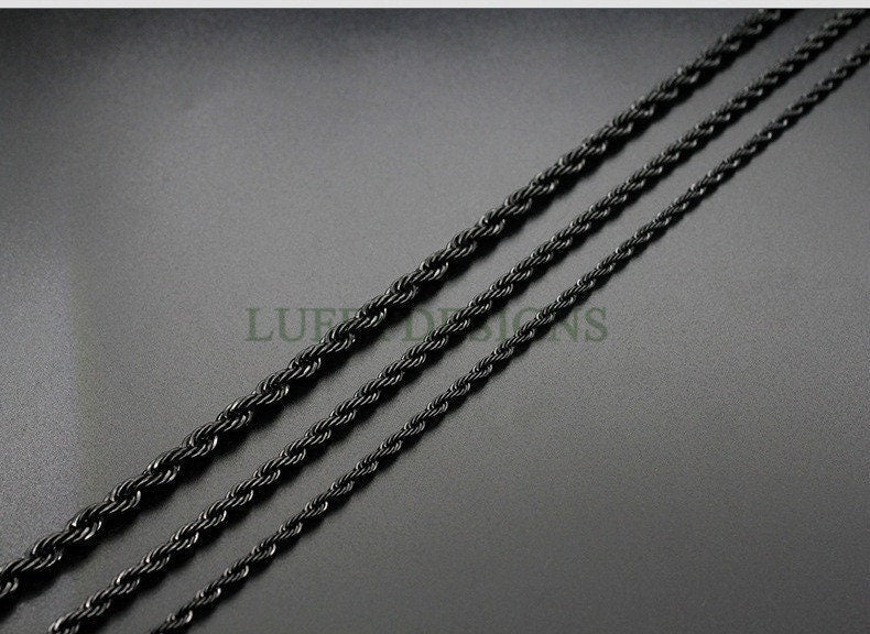 2pcs Finished Twist Chain, Twist Chain Necklace, 18k Gold /Black plated 316L Stainless Steel, Mens Chain, Men's Necklace, Hypoallergenic
