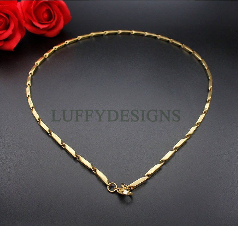 2pcs Finished Diamond Chains, Melon Chain Necklace, 18k Gold /Black plated 316L Stainless Steel, Men's Chains, Bulk Men's Necklace