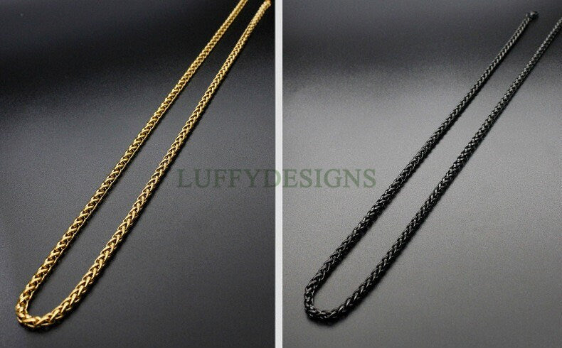 2pcs Finished Wheat Chain, Stainless Steel Necklace for Men, Men's Chain, Bulk Men's Necklace, Hypoallergenic Chain, 18-35 inches