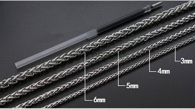 2pcs Finished Wheat Chain, Stainless Steel Necklace for Men, Men's Chain, Bulk Men's Necklace, Hypoallergenic Chain, 18-35 inches