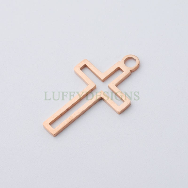 10pcs Cross Charm, Gold Hollow Cross Pendant, Christian Pendant, Communion Charm, Jesus Charm,Christian Charm,Catholic Charm,Mirror Polished