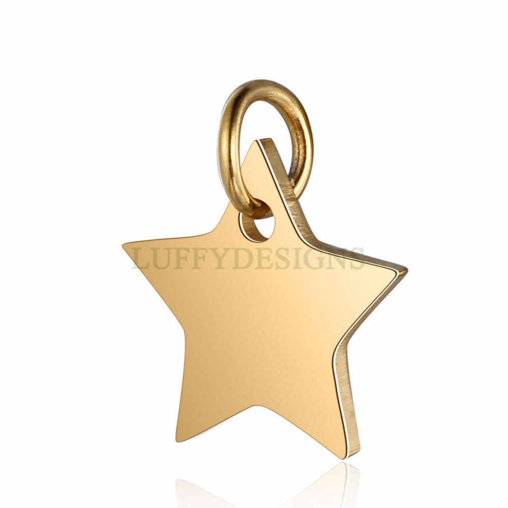 10pcs Star Charms 12mm, Gold /Rose Gold plated Stainless Steel, Pentagram Pendant, Five-pointed Star Pendants, Tiny Star Findings