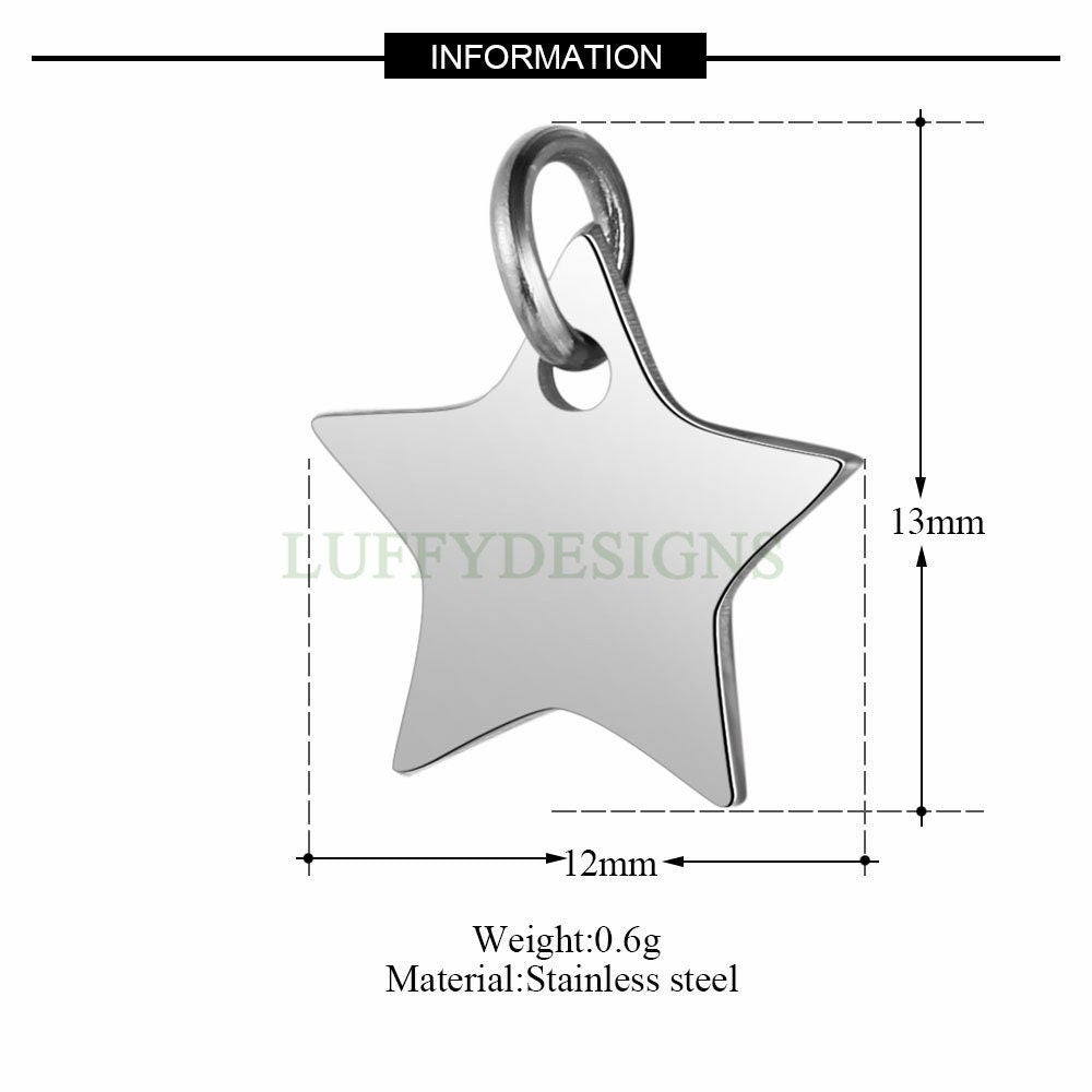 10pcs Star Charms 12mm, Gold /Rose Gold plated Stainless Steel, Pentagram Pendant, Five-pointed Star Pendants, Tiny Star Findings
