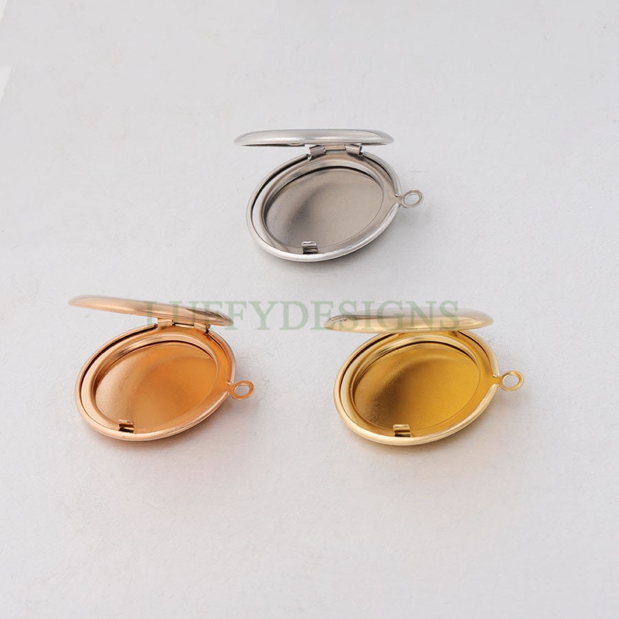 5pcs 25mm Gold Phase Box Lockets Charms, Openable Round Phase Box Lockets Pendant, DIY Photo Frame Supplies, Mirror Polished Stainless Steel