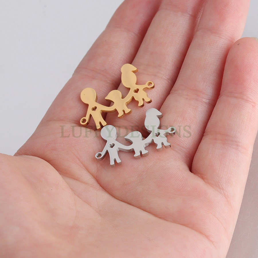 10pcs Family Charm Supply, 18k Gold Plated Stainless Steel, Parents and Children Charms, Father and Mother Charm Pendant,Gold Family Pendant