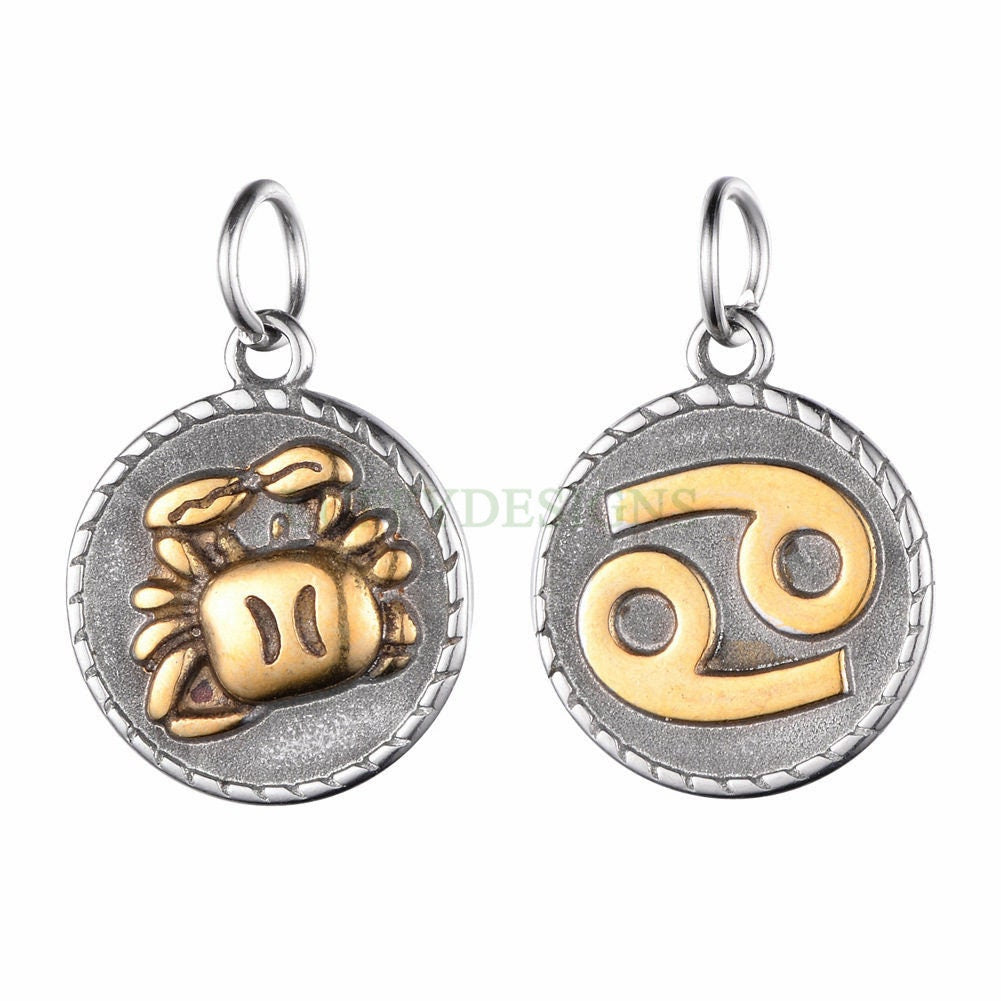 12pcs/5pcs Zodiac Constellation Charms, Zodiac Symbol, Horoscope Charm, 316L Stainless Steel, Astrological Zodiac Signs, Gold Zodiac Pendant