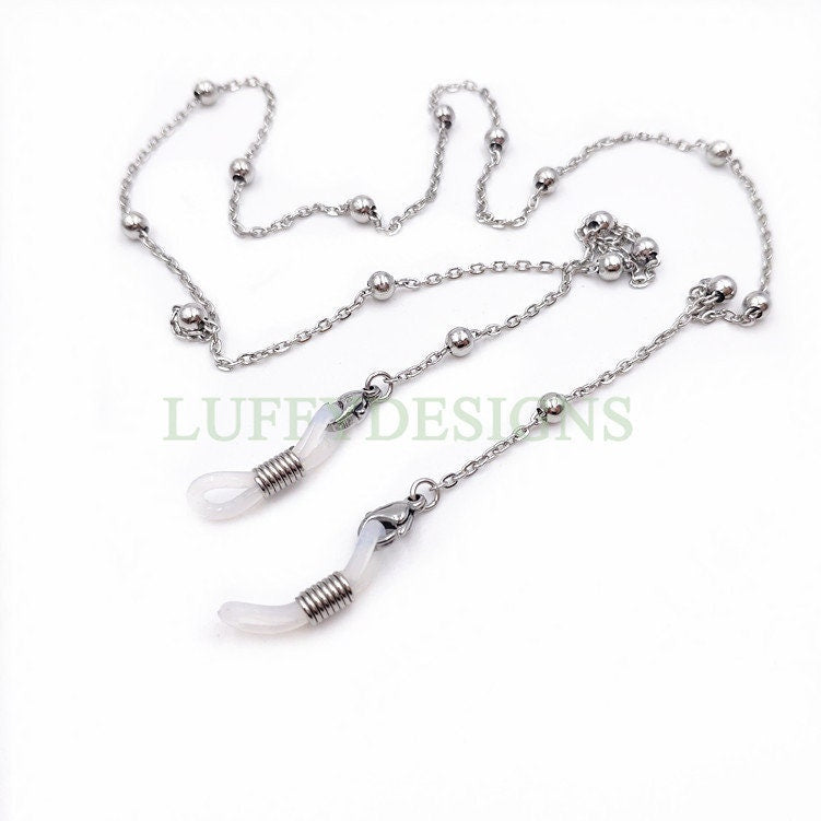 5pcs Eye Glass Stainless Steel Chains, Sunglass Chain, Eyeglass Holder Snake/Beaded Chain, 18k Gold /Rose Gold plated, Reading Glass Chain