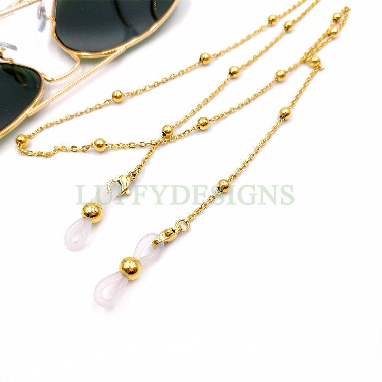 5pcs Eye Glass Stainless Steel Chains, Sunglass Chain, Eyeglass Holder Snake/Beaded Chain, 18k Gold /Rose Gold plated, Reading Glass Chain