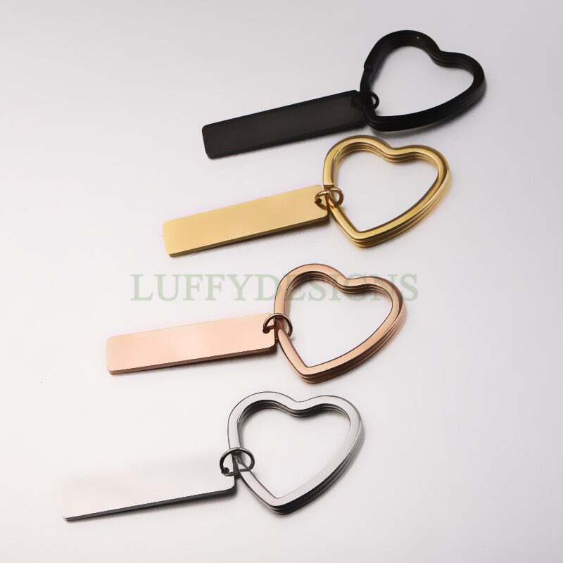 5pcs Blank bar keychain, bar keyring supplies, Gold stainless steel blanks, Ready Stamping bar keychain, Mirror Polished Engraving Keychain