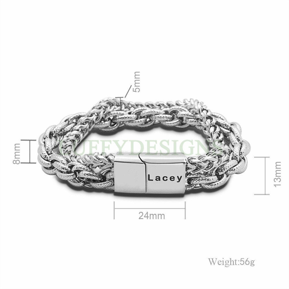 Personalized Punk Bracelet, Custom Name Bracelet, Men's Rock Bracelet, Christmas Gift For Men, Men's Motorcycle Bracelet, Father's Day Gift