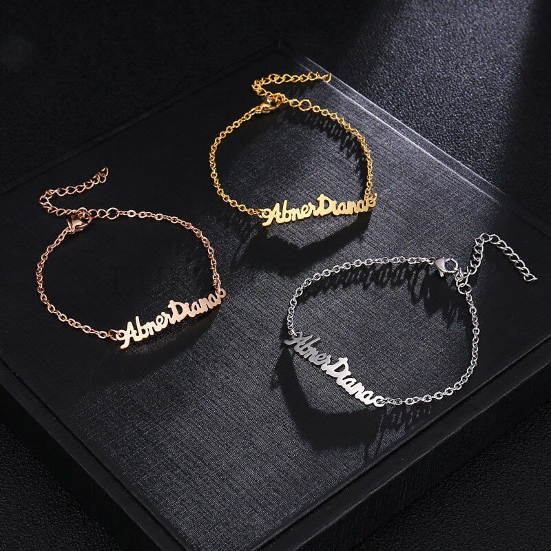 Personalized Name Jewelry, Custom Name Bracelet, Custom Word Gifts, Gold Name Bracelet, Monogram Bracelet, Memorial Jewelry, Bridal Gift