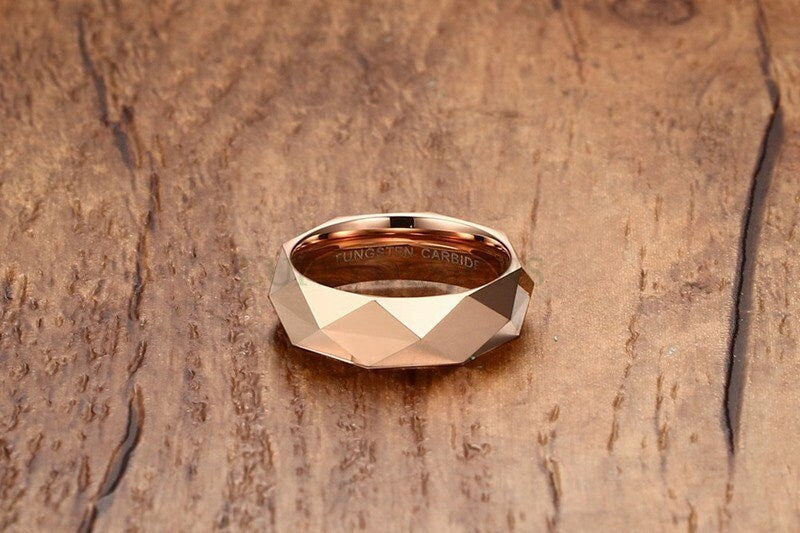 Personalized Ring, Prismatic Cut Surface, Custom Name Ring, Tungsten Carbide Ring, Promise Ring, Engraved Ring, Wedding Band, Gift For Her