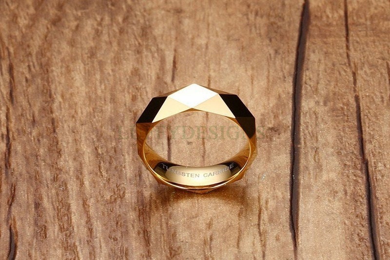 Personalized Ring, Prismatic Cut Surface, Custom Name Ring, Tungsten Carbide Ring, Promise Ring, Engraved Ring, Wedding Band, Gift For Her