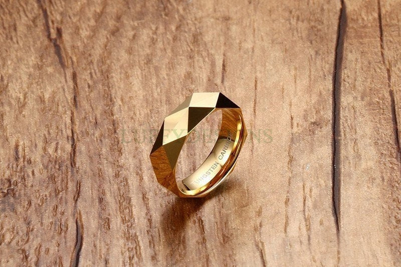 Personalized Ring, Prismatic Cut Surface, Custom Name Ring, Tungsten Carbide Ring, Promise Ring, Engraved Ring, Wedding Band, Gift For Her