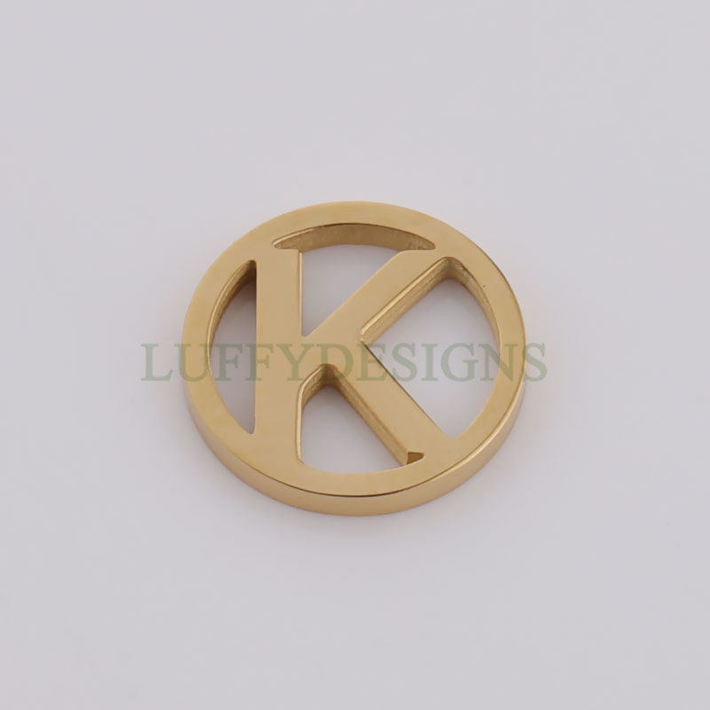 A-Z Uppercase Letter Charm, Alphabet Charm, Gold Letter Pendant, 26 Letters Initial Charms, 18K Gold Plated Stainless Steel, Mirror Polished