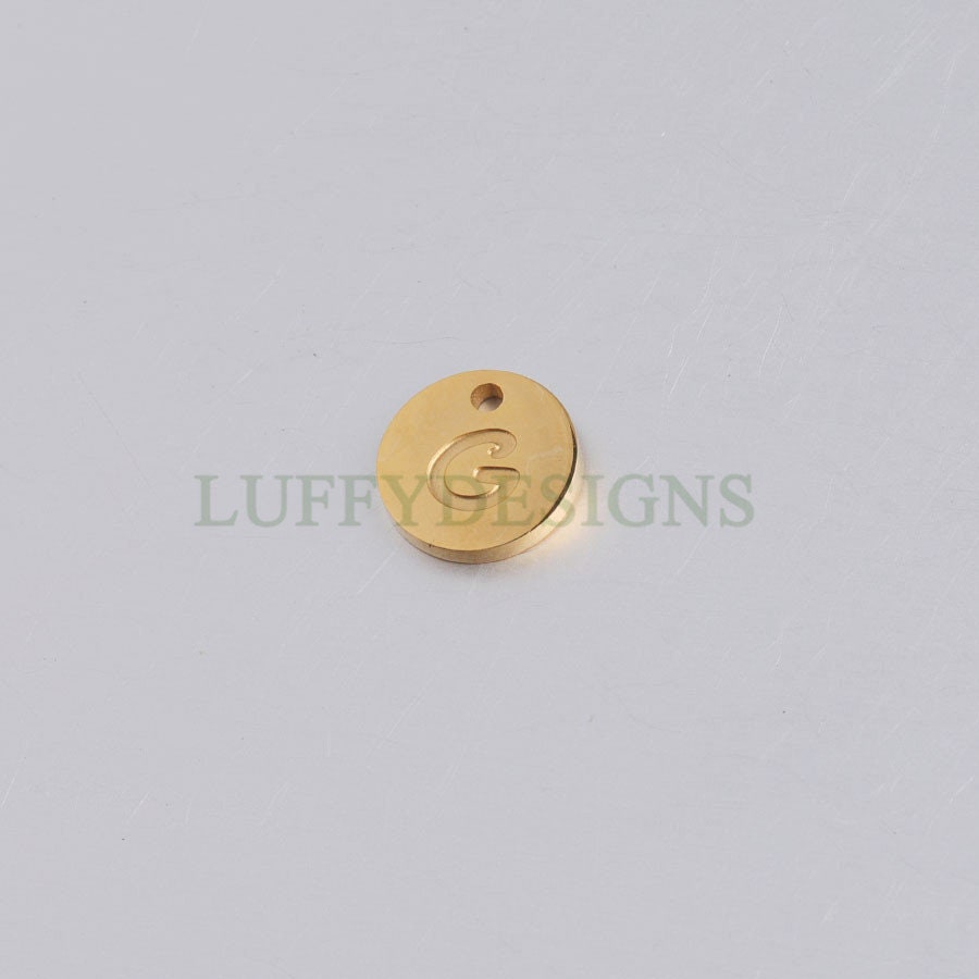 A-Z Uppercase Letter Charm, Alphabet Charm, Gold Letter Pendant, 26 Letters Initial Charms, 18K Gold Plated Stainless Steel, Mirror Polished