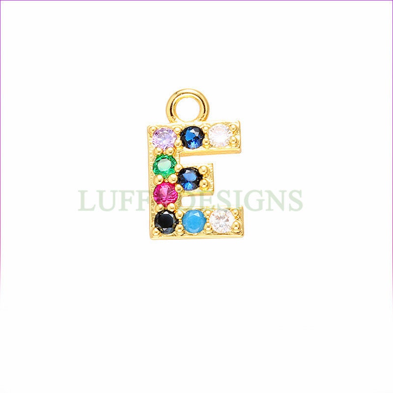 Uppercase Letter Charm, Alphabet Charm, Gold Letter Pendant With Crystal Zircon, 26 Letters CZ Initial Charms, Colorful Initial Pendant
