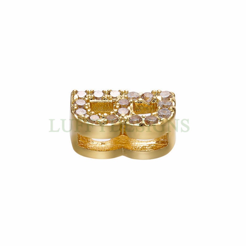 Uppercase Letter Charm, Alphabet Charm, Gold Letter Bead With Crystal Zircon, 26 Letters CZ Initial Charms, Gold Initial Bead Pendant