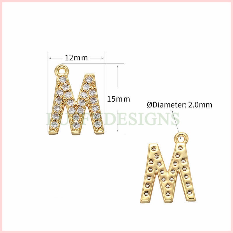 Uppercase Letter Charm, Alphabet Charm, Gold Letter Pendant With Crystal Zircon, 26 Letters CZ Initial Charms, Silver Initial Pendant