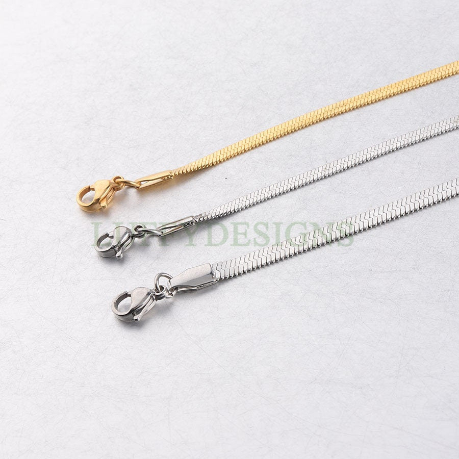 5pcs Finished Flat Snake Bracelet, Gold Snake Bracelet Chains, 18k Gold plated 316L Stainless Steel, DIY Bracelet Making Findings, 3mm/4mm