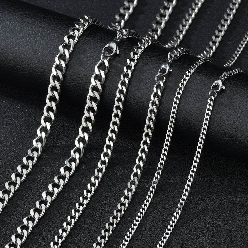 5pcs Gold Cuban Link Chain Necklace, Miami Cuban Curb Links, Cuban Men Necklace, Women Necklaces, Gift for Men, Gold plated Stainless Steel