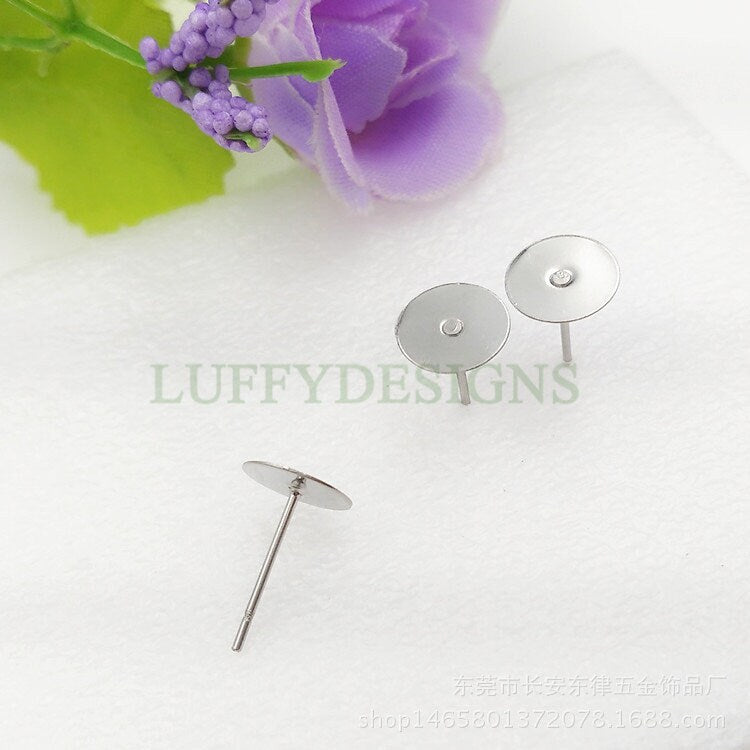 20pcs Earring Post Studs Flat Pad, 18K Gold Plated 316L Stainless Steel Post, Earring Findings, Stud Supplies, 5mm /6mm /8mm /10mm