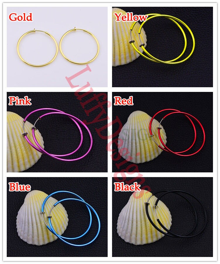 10pcs Clip On Fake Earrings, Spring Action Fake Hoops, No Pierced Earring, Dangle Earring, Pierced Look Earring, Large Ear Hoops