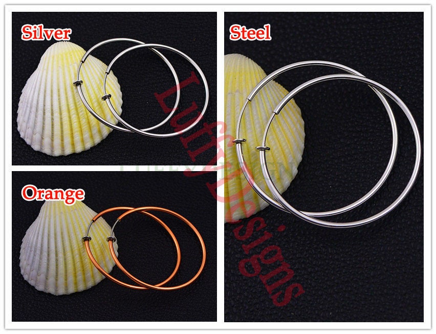 10pcs Clip On Fake Earrings, Spring Action Fake Hoops, No Pierced Earring, Dangle Earring, Pierced Look Earring, Large Ear Hoops