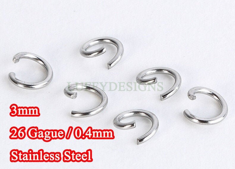 100pcs 0.4mm/ 26 Gauge, 18K Gold plated 304 Stainless Steel, 3mm Open Jump Rings, O Ring, Link Connector, Jewelry Closure, Split jump rings