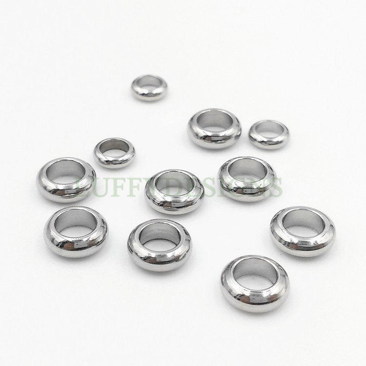 20pcs Gold Roundel Spacer Beads, Seamless Circle Ring, Flattened Round Beads, Seamless Round For Bracelet Making, 18K Gold plated