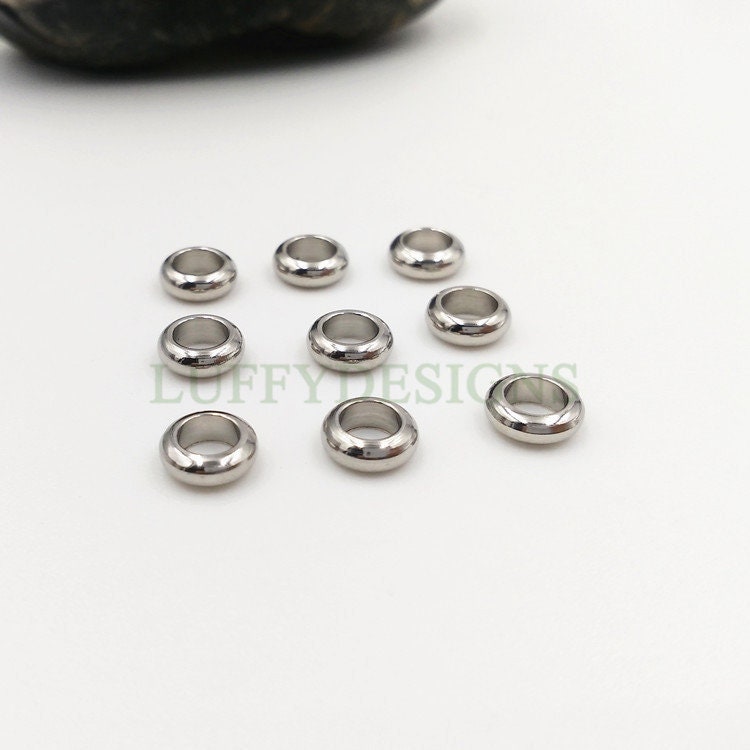 20pcs Gold Roundel Spacer Beads, Seamless Circle Ring, Flattened Round Beads, Seamless Round For Bracelet Making, 18K Gold plated